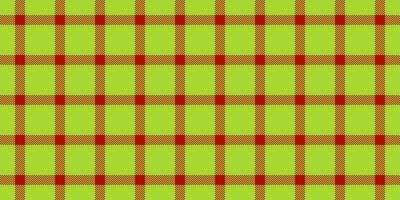 Faded tartan pattern fabric, regular background plaid seamless. Repeatable patterns check texture textile vector in lime and red colors.