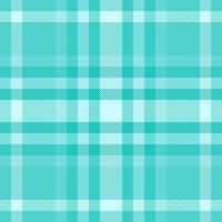 Gift paper check plaid textile, linen fabric pattern tartan. Checkered background seamless texture vector in teal and light colors.