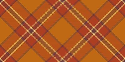 Scratch seamless tartan pattern, grunge textile plaid vector. Strip background fabric check texture in red and orange colors. vector