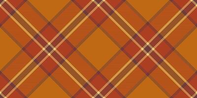 Scratch seamless tartan pattern, grunge textile plaid vector. Strip background fabric check texture in red and orange colors. vector