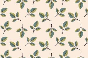 Hand drawn floral pattern vector design. Simple ornament with plant and leaf.