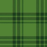 Plaid seamless pattern in green. Check fabric texture. Vector textile print.