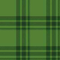 Plaid seamless pattern in green. Check fabric texture. Vector textile print.