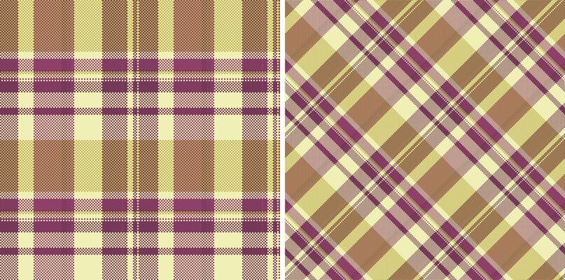 Check vector textile of plaid tartan fabric with a seamless texture background pattern. Set in retro colors. Style inspiration for women.