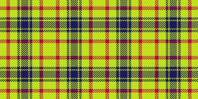 Cool tartan seamless texture, buffalo check fabric pattern. Rag plaid textile background vector in lime and blue colors.