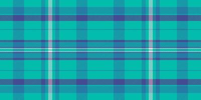 Symmetry fabric check textile, formal tartan vector pattern. Coat seamless texture plaid background in teal and cyan colors.
