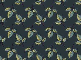 Hand drawn floral pattern vector design. Simple ornament with plant and leaf.