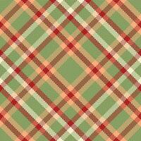 Thin check pattern seamless, checks vector fabric plaid. Diamond tartan texture background textile in green and red colors.