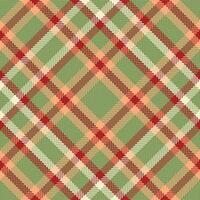 Thin check pattern seamless, checks vector fabric plaid. Diamond tartan texture background textile in green and red colors.