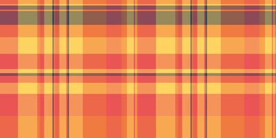 Layout texture check seamless, part vector pattern tartan. Tone plaid background textile fabric in orange and red colors.