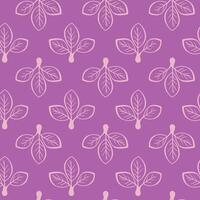 Hand drawn floral pattern vector design. Simple ornament with plant and leaf.