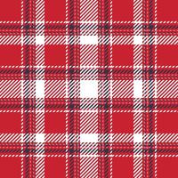 Plaid seamless pattern in red. Check fabric texture. Vector textile print.