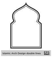 Islamic Arch Design double lines Outline Linear Black Stroke silhouettes Design pictogram symbol visual illustration vector