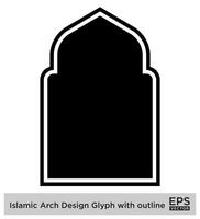 Islamic Arch Design Glyph with outline Black Filled silhouettes Design pictogram symbol visual illustration vector