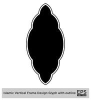 Islamic Vertical Frame Design Glyph with outline Black Filled silhouettes Design pictogram symbol visual illustration vector