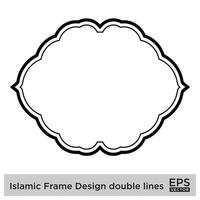 Islamic Frame Design double lines Black Stroke silhouettes Design pictogram symbol visual illustration vector