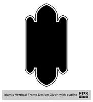 Islamic vertical Frame Design Glyph with outline Black Filled silhouettes Design pictogram symbol visual illustration vector