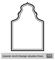 Islamic Arch Design double lines Outline Linear Black Stroke silhouettes Design pictogram symbol visual illustration vector