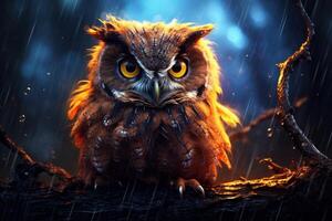 AI generated Mysterious Owl portrait banner. Generate Ai photo