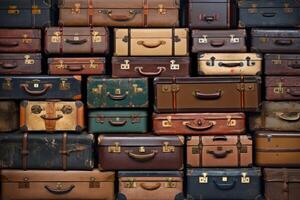 AI generated Battered Old suitcases. Generate Ai photo