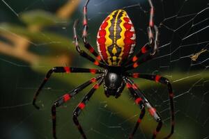 ai generado industrioso orbe tejedor araña arabesca depredador. generar ai foto