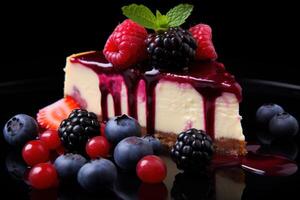 AI generated Tangy Piece cheesecake berry. Generate Ai photo