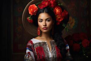 AI generated Inspiring Photo mexican woman person. Generate Ai