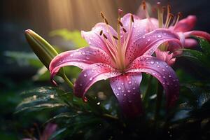 AI generated Alluring Pink lilly. Generate Ai photo