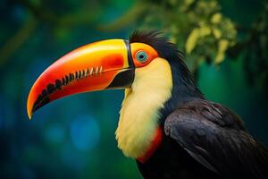 AI generated Noisy Tropical toucan. Generate Ai photo