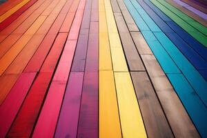 AI generated Sturdy Rainbow wooden planks. Generate Ai photo
