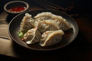 AI generated Firm Raw dumpling. Generate Ai photo