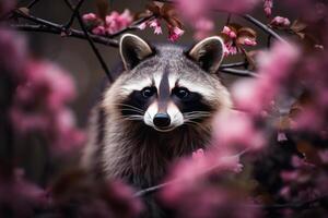 AI generated Inquisitive Raccoon animal baby. Generate Ai photo