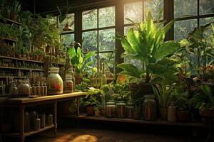AI generated Innovative Laboratory biology plants test. Generate Ai photo