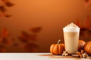 AI generated Indulgent Pumpkin spice latte drink. Generate Ai photo