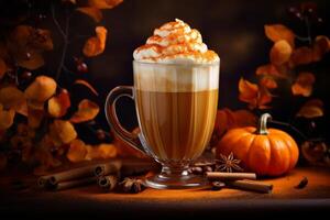 ai generado cremoso calabaza latté beber. generar ai foto