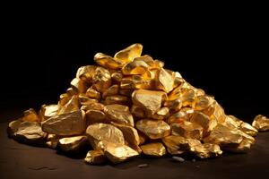 AI generated Sizable Pile of gold nuggets. Generate ai photo