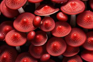 AI generated Vibrant Red mushroom pattern. Generate Ai photo