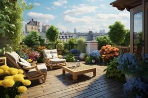 AI generated Picturesque Residential terrace. Generate Ai photo