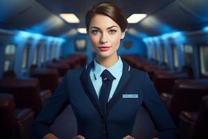 AI generated Professional Portrait stewardess. Generate Ai photo