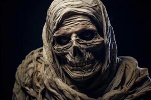 AI generated Mysterious Ancient mummy spooky. Generate Ai photo