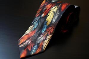 AI generated Unique Necktie feathers roll banner. Generate Ai photo