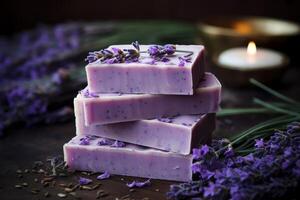 AI generated Gentle Lavender natural soap. Generate Ai photo