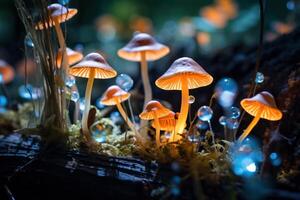 AI generated Enchanted Mushroom glowing forest. Generate Ai photo