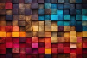 AI generated Patterned Multi color wooden. Generate Ai photo