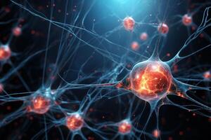AI generated Complex Neurons brain operation. Generate Ai photo