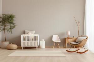 AI generated Simplistic Nursery room interior minimalism. Generate Ai photo