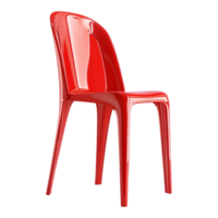 ai generado 3d representación de un rojo el plastico silla en transparente antecedentes - ai generado png