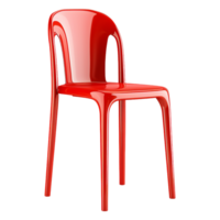 ai generado 3d representación de un rojo el plastico silla en transparente antecedentes - ai generado png