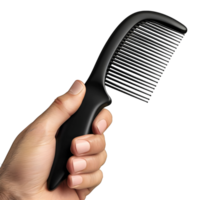 AI generated Black Comb in Hand on Transparent background - Ai Generated png