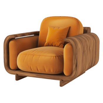 ai generado 3d representación de un suave mueble silla para sentado en transparente antecedentes - ai generado png